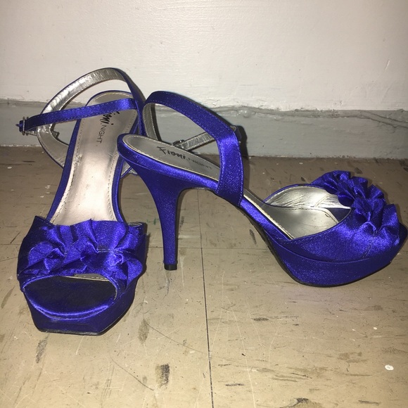 Fioni Night Shoes - Royal Blue Ruffle Special Occasion Heels